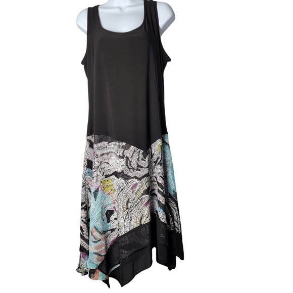 MSK Black Asymmetrical Dress L Whimsical Fairy Boho Cottagecore Sleeveless - Picture 1 of 8